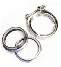 Kit 2 brides inox V-band 3.5" pour tube 88.9mm + 1 collier inox V-band 3.5"