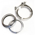 Kit 2 brides acier V-band 4" pour tube 101.6mm + 1 collier inox V-band 4"